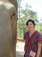 Sara Mar standing with an elephant. Photo courtesy of Sara Mar.